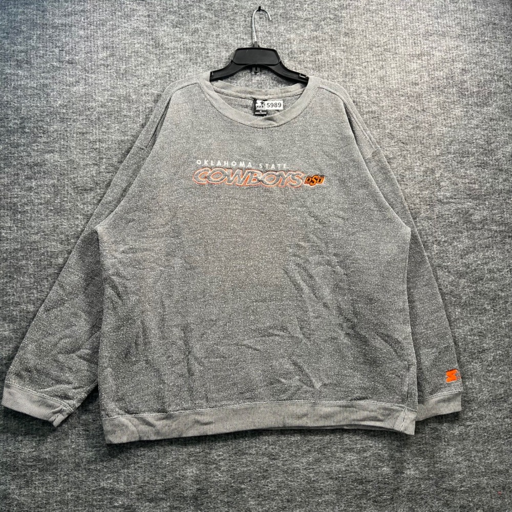 Starter Oklahoma State Cowboys Sweatshirt Mens 2X Gray Textured Crewneck